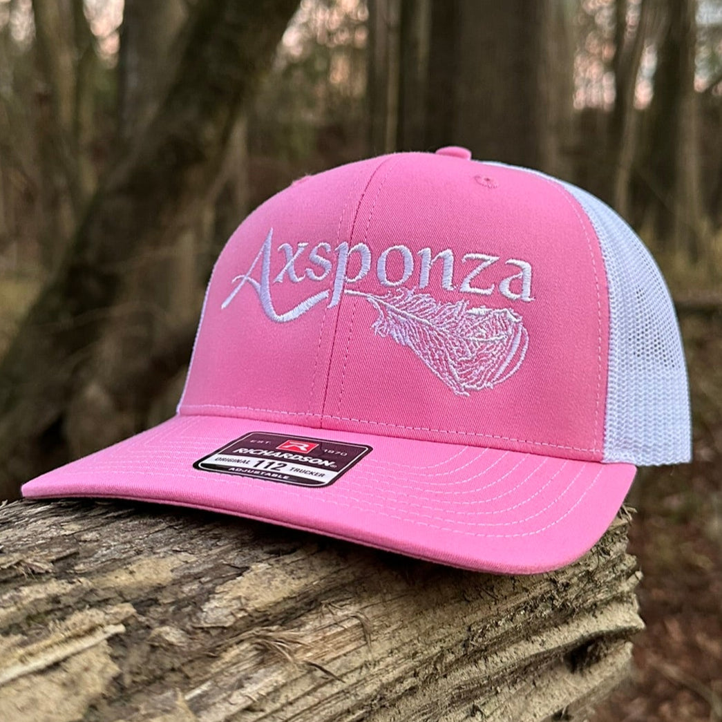 Axsponza Feather Embroidered Trucker Hat Pink - White  display picture 1