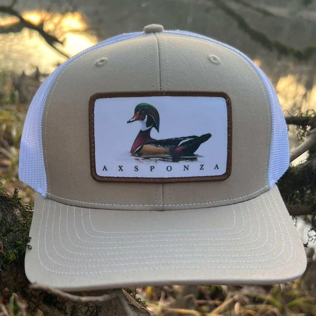 Wood Duck Axsponza Patch Trucker Khaki-White