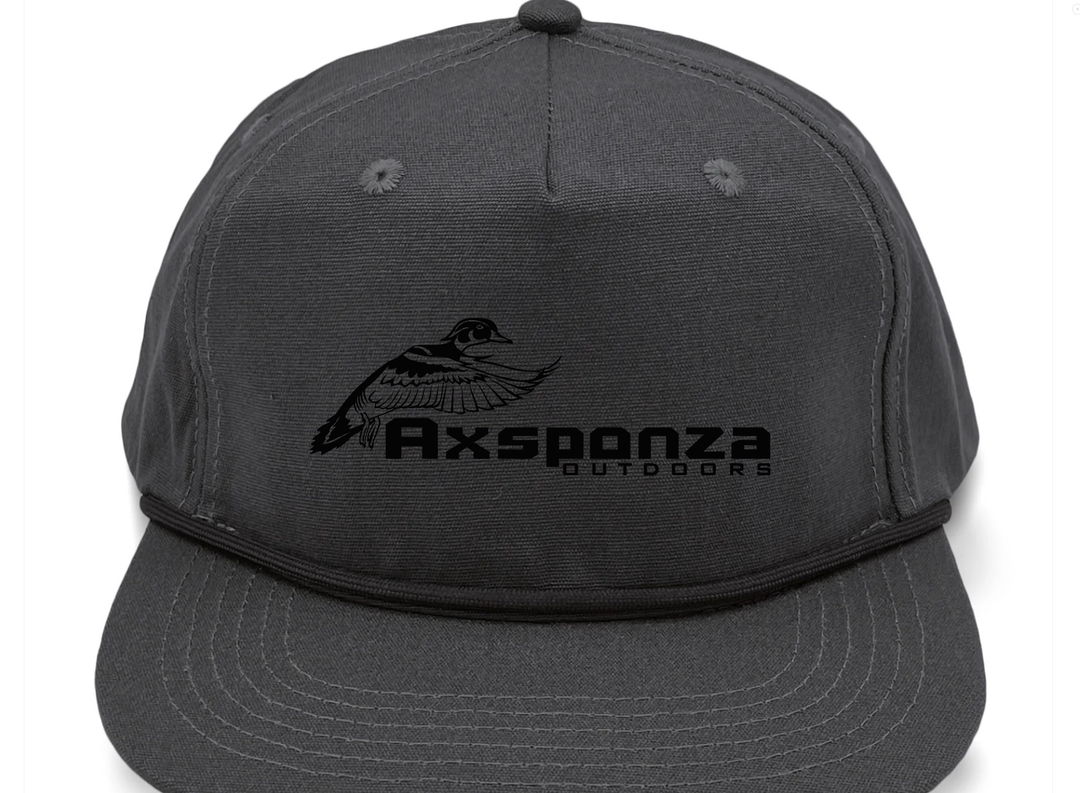 Cupped Wood Duck Axsponza Outdoors Embroidered Rope Hat Gun Metal