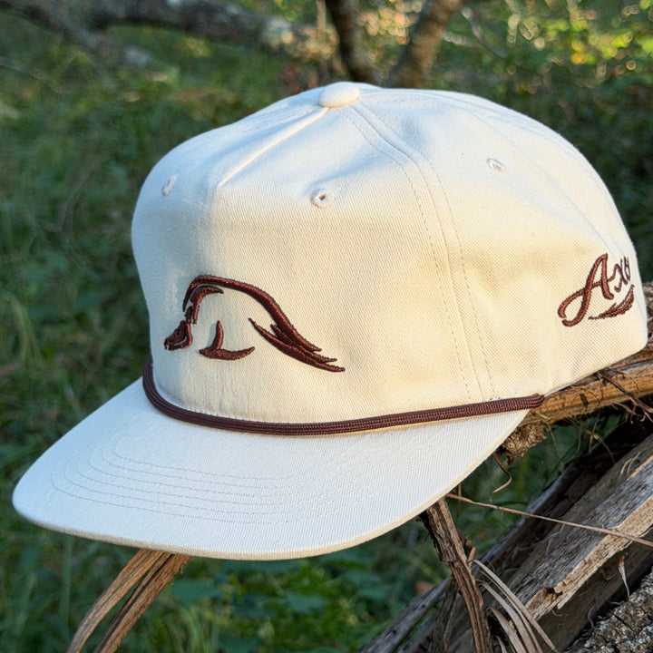 Solo Woodie Icon Puff Embroidered Rope Hat in Cream