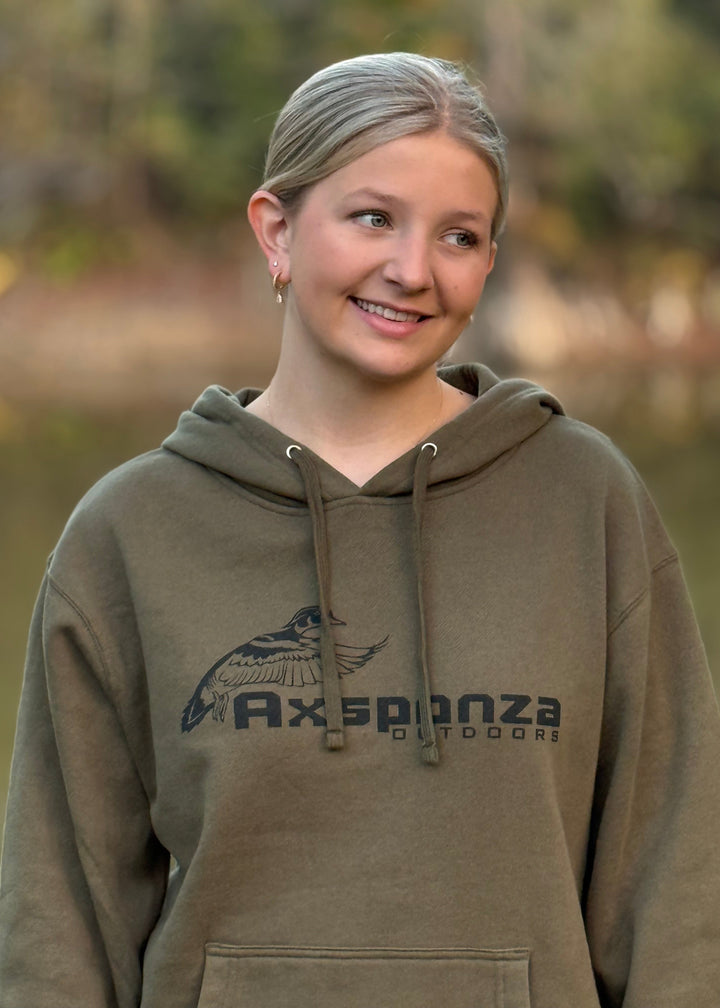 Midweight Army Green Hoodie Cupped Woodie Logo