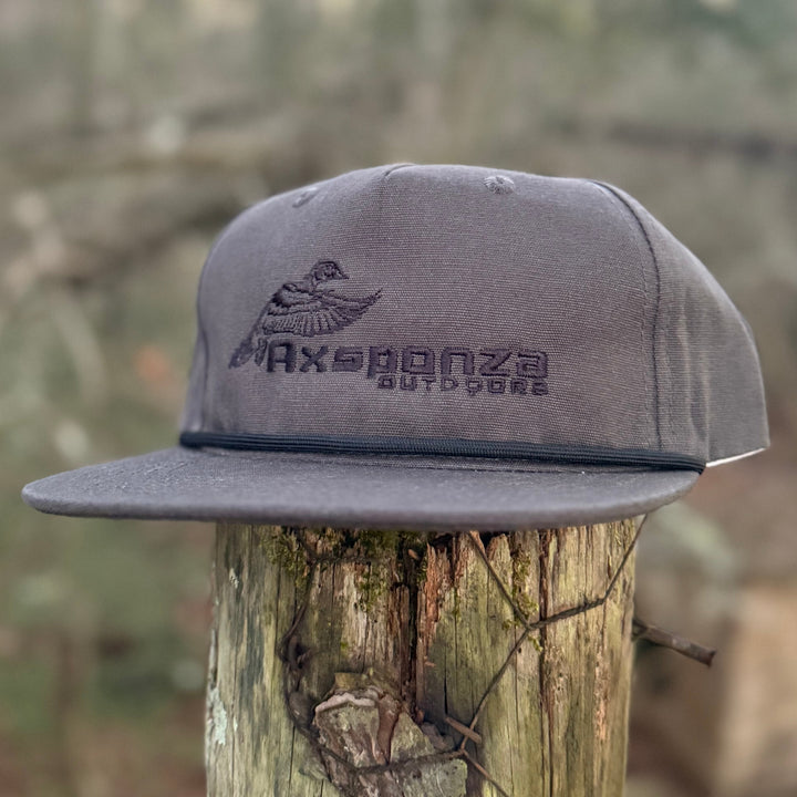 Cupped Wood Duck Axsponza Outdoors Embroidered Rope Hat Gun Metal
