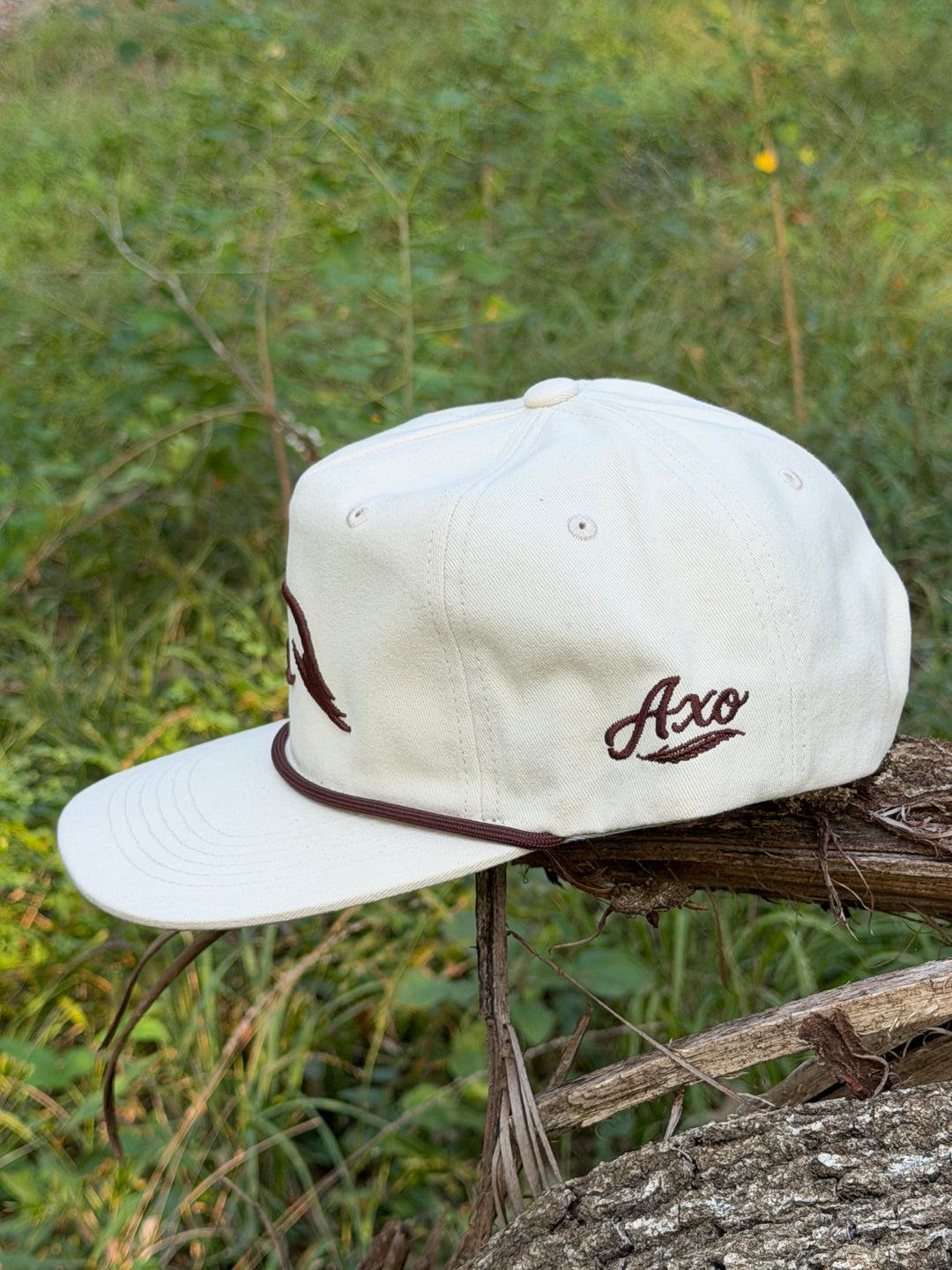 Solo Woodie Icon Puff Embroidered Rope Hat in Cream