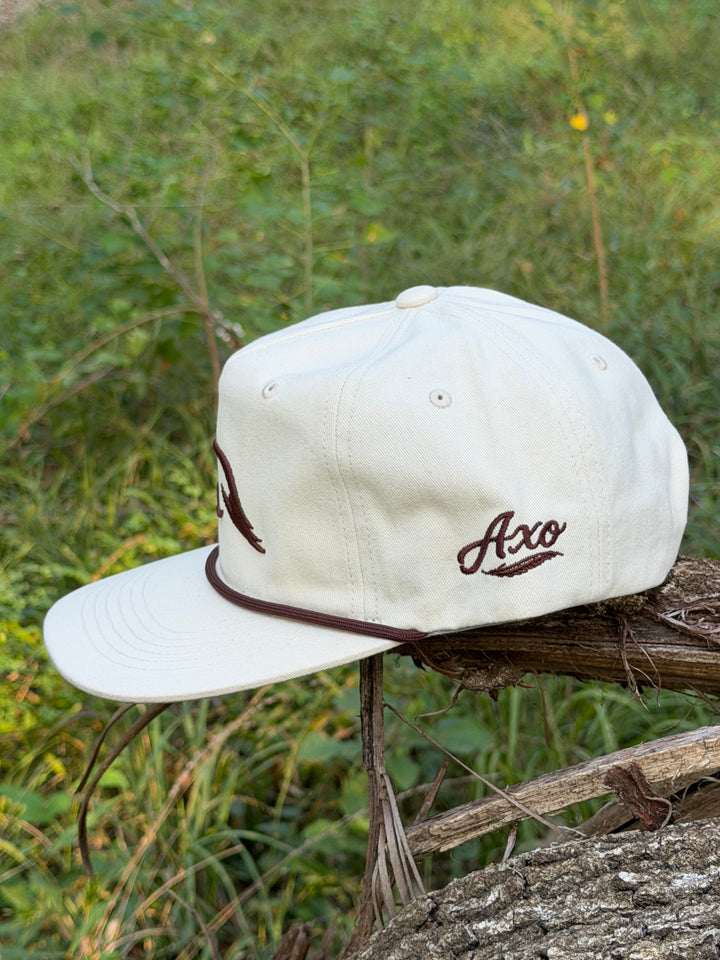 Solo Woodie Icon Puff Embroidered Rope Hat in Cream