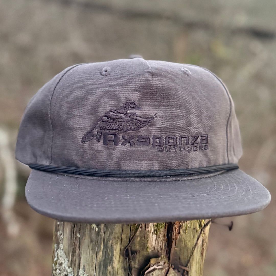 Cupped Wood Duck Axsponza Outdoors Embroidered Rope Hat Gun Metal
