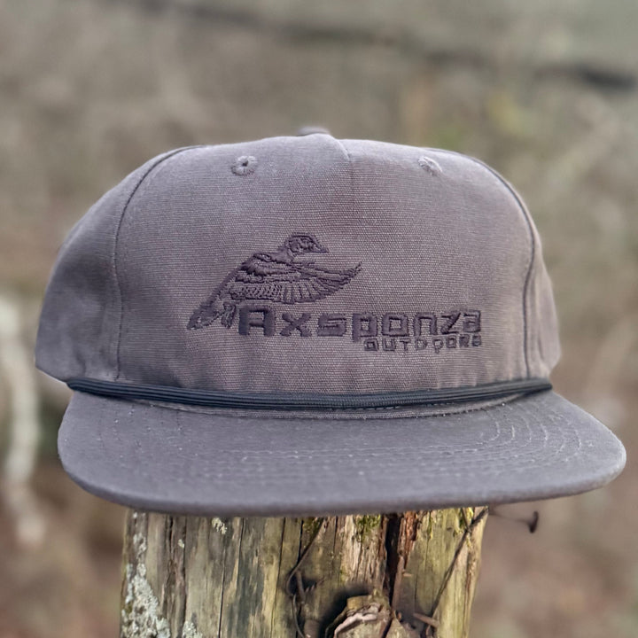 Cupped Wood Duck Axsponza Outdoors Embroidered Rope Hat Gun Metal