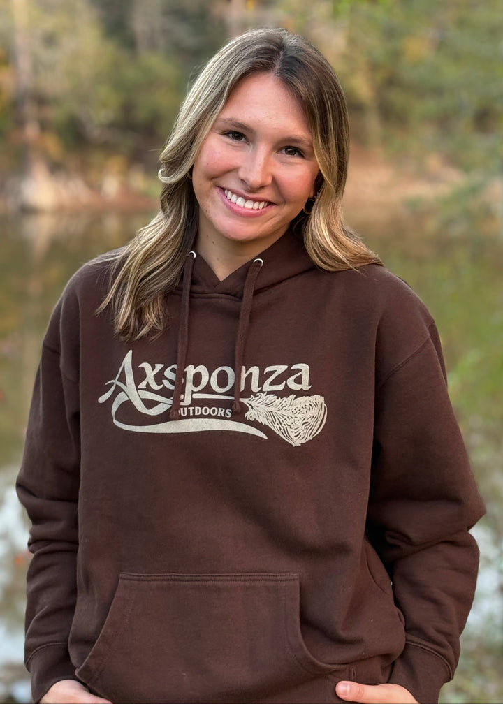 Midweight Brown Hoodie Axsponza Outdoors Feather Logo