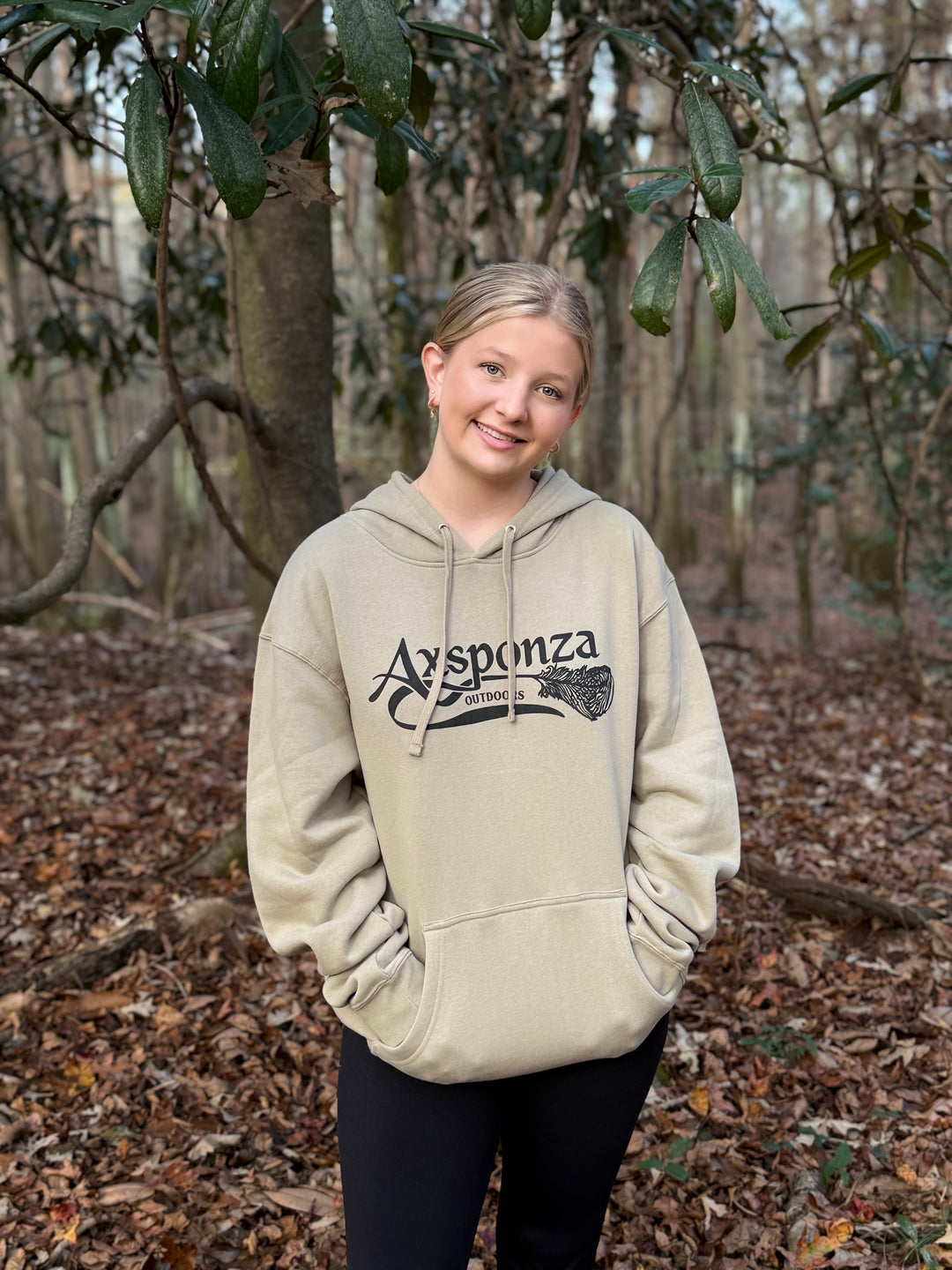 Midweight Cement Hoodie Axsponza Outdoors Feather Logo