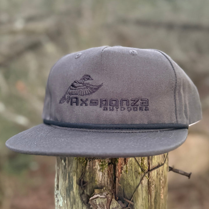 Cupped Wood Duck Axsponza Outdoors Embroidered Rope Hat Gun Metal
