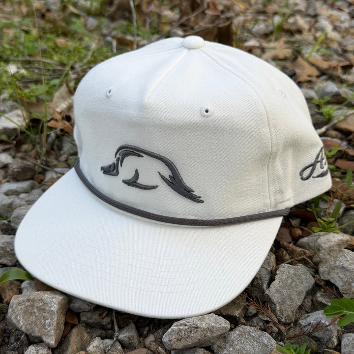Solo Woodie Icon Puff Embroidered Rope Hat in Salt