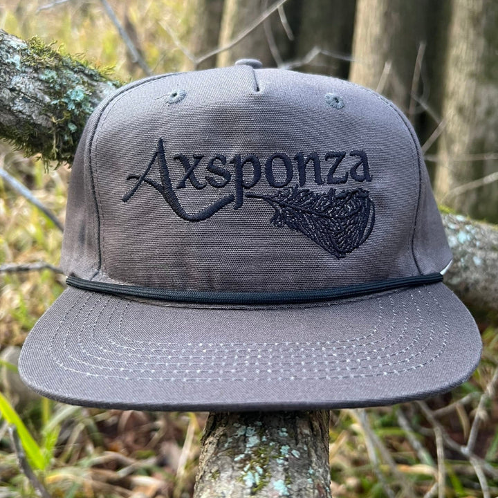 Axsponza Feather Embroidered Rope Hat Gun Metal
