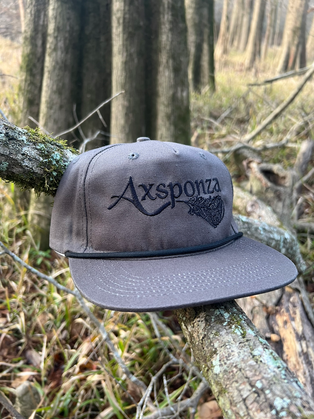 Axsponza Feather Embroidered Rope Hat Gun Metal