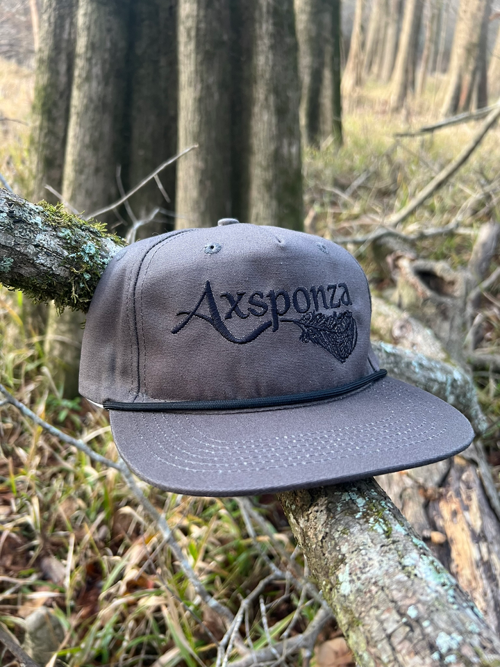 Axsponza Feather Embroidered Rope Hat Gun Metal