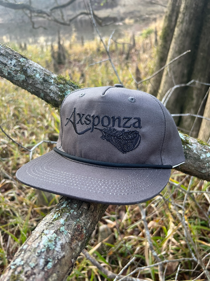 Axsponza Feather Embroidered Rope Hat Gun Metal