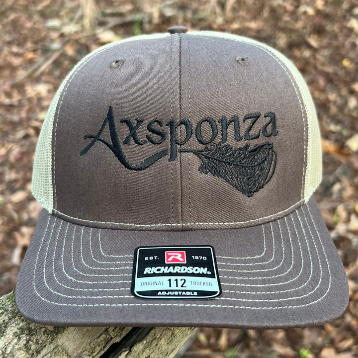 Axsponza Feather Embroidered Trucker Hat Brown - Khaki