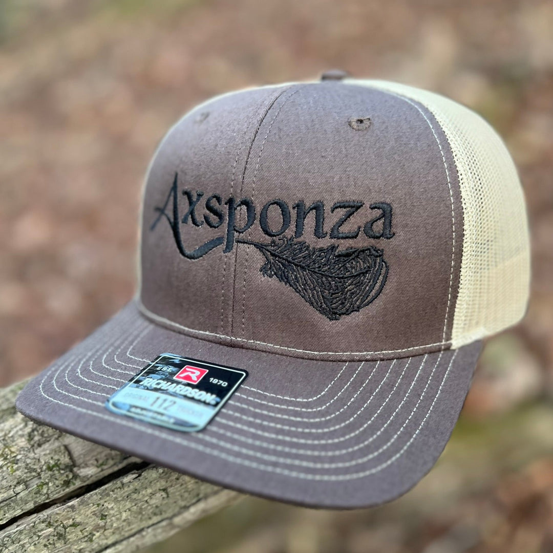 Axsponza Feather Embroidered Trucker Hat Brown - Khaki