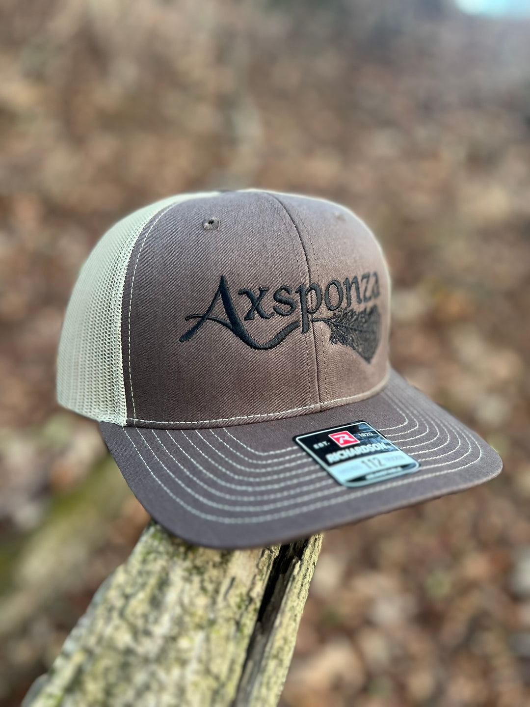 Axsponza Feather Embroidered Trucker Hat Brown - Khaki