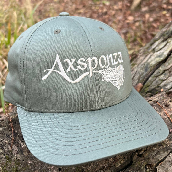 Axsponza Feather Embroidered Full Twill Trucker Hat Loden