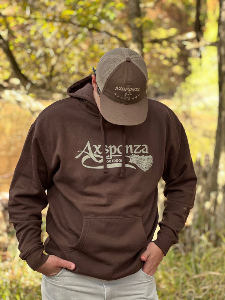 Midweight Brown Hoodie Axsponza Outdoors Feather Logo