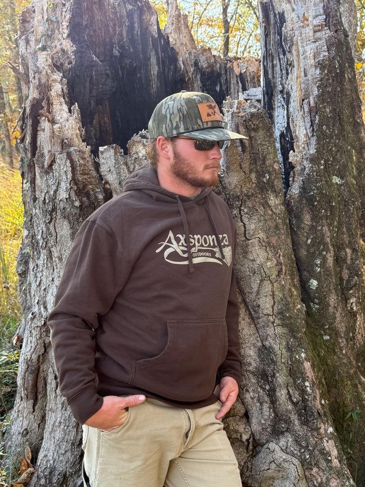Midweight Brown Hoodie Axsponza Outdoors Feather Logo