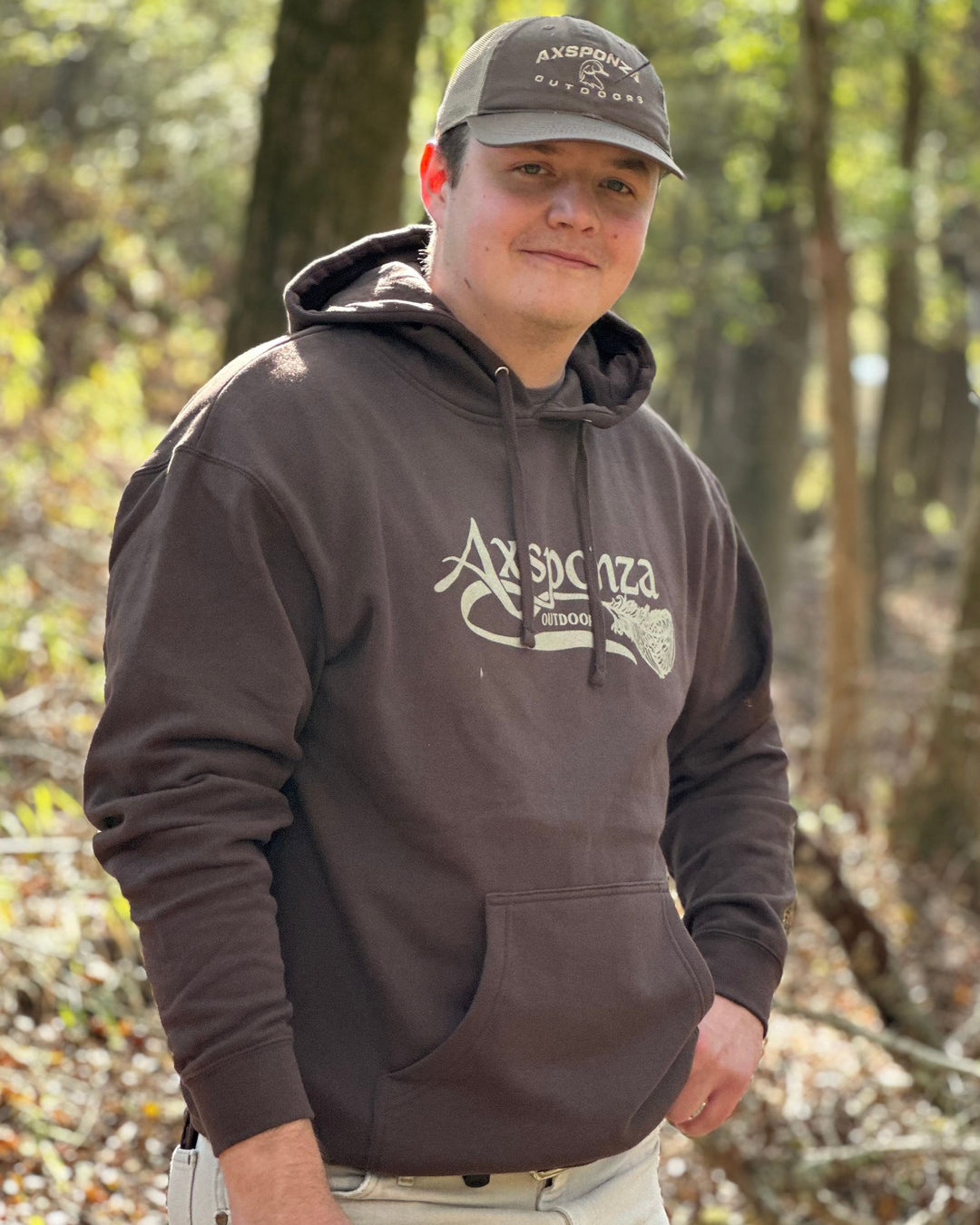 Midweight Brown Hoodie Axsponza Outdoors Feather Logo