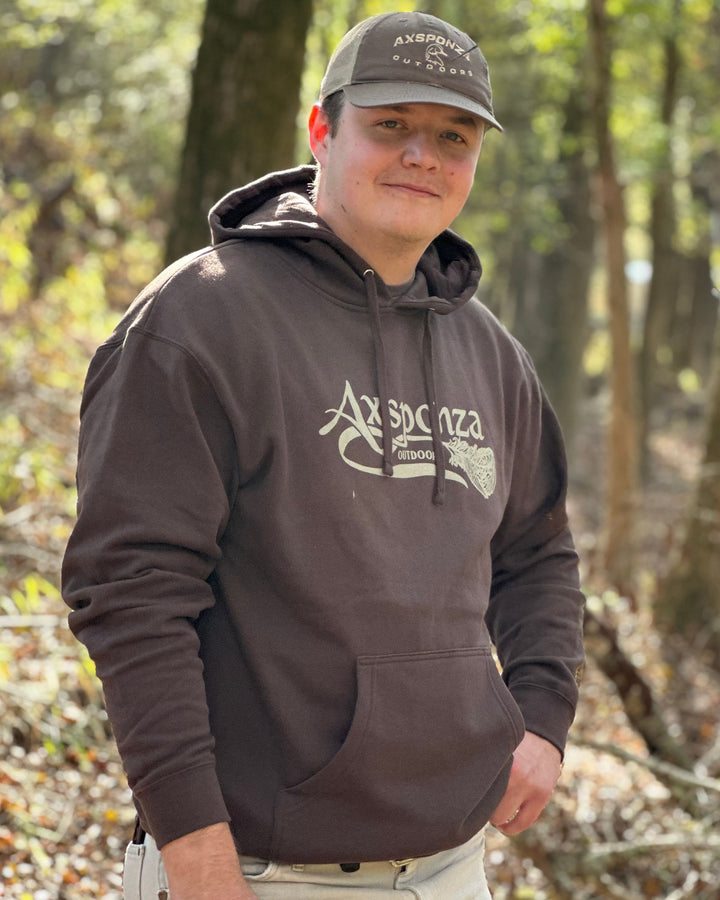 Midweight Brown Hoodie Axsponza Outdoors Feather Logo