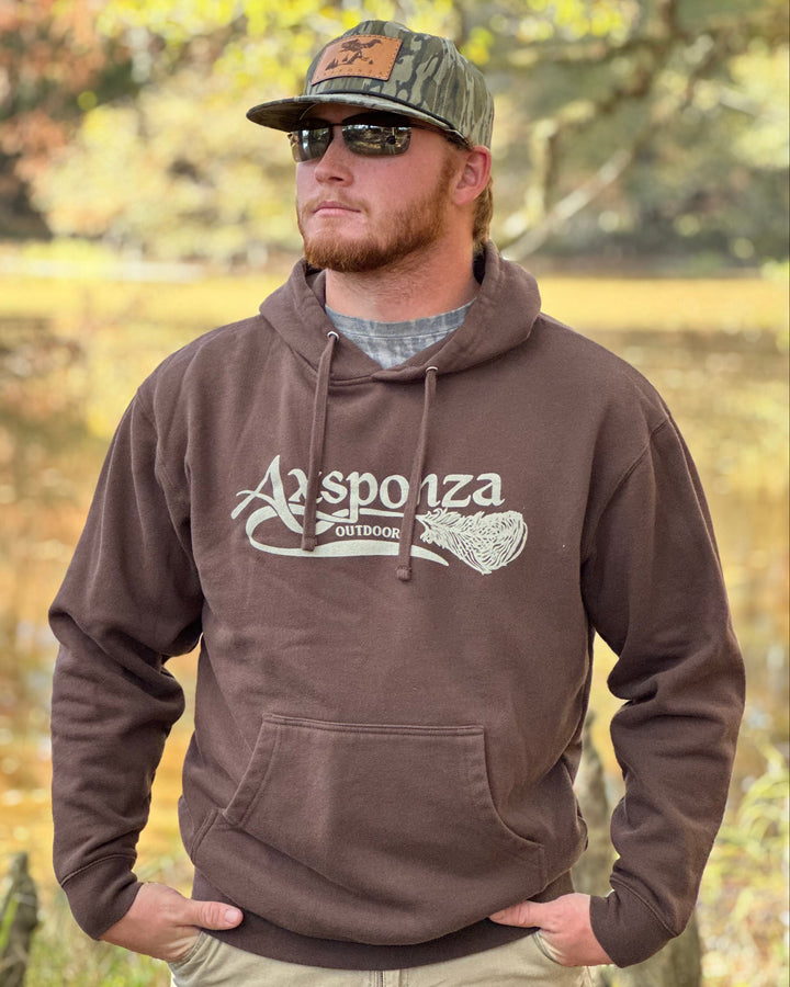 Midweight Brown Hoodie Axsponza Outdoors Feather Logo