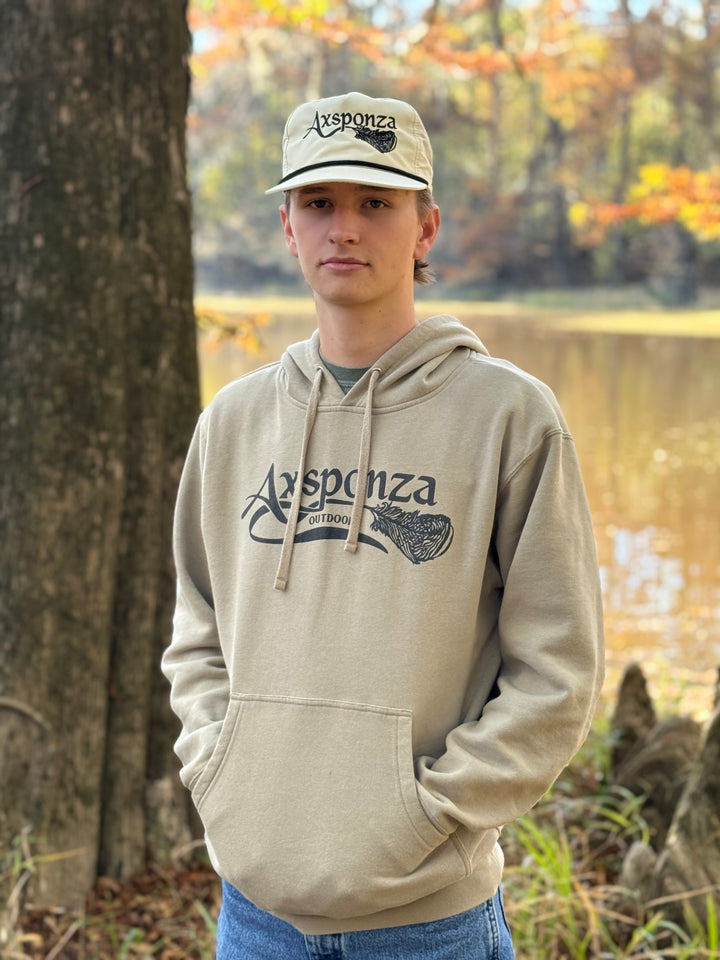 Midweight Cement Hoodie Axsponza Outdoors Feather Logo