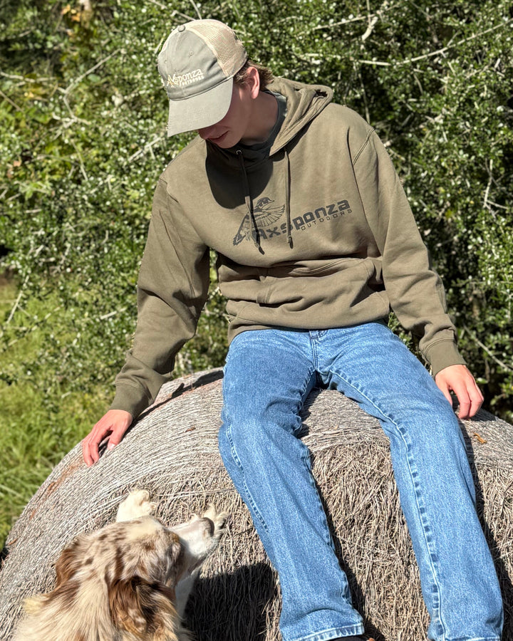 Midweight Army Green Hoodie Cupped Woodie Logo