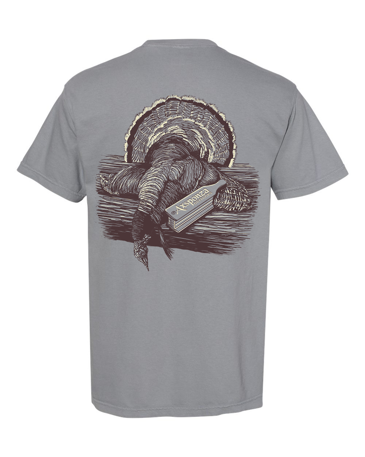 Turkey Box Call Pocket Tee Subdued Brown & Cream on Granite